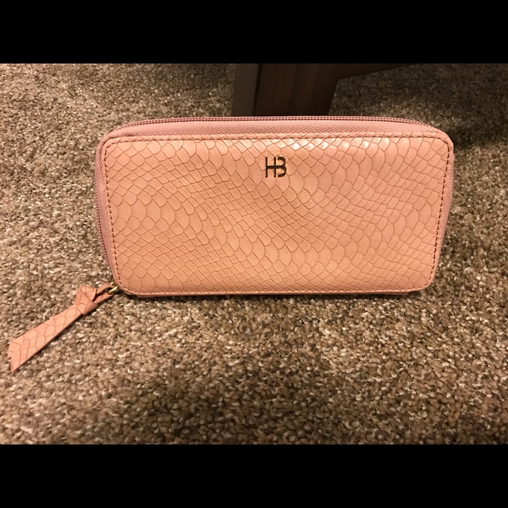 Pink faux snake skin wallet